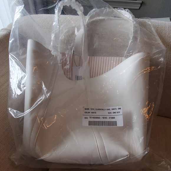 Classically Chic, White Leather Tote - Picture 1 of 8